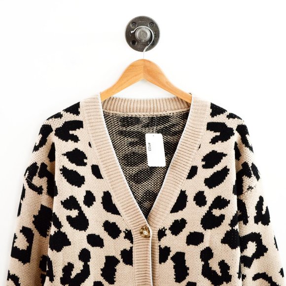 Oversized Leopard Print Cardigan #123-514 - Picture 2 of 3